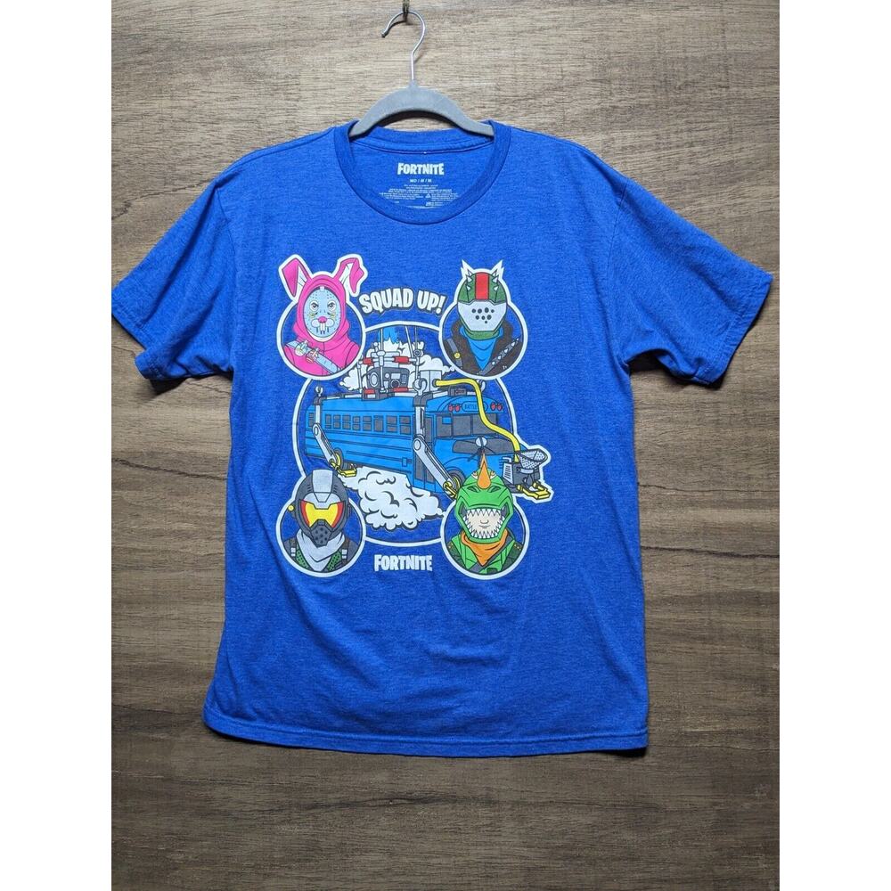 Fortnite Squad Up Men's Size M Short Sleeve T Shirt Blue Cotton/ Polyester Gamer